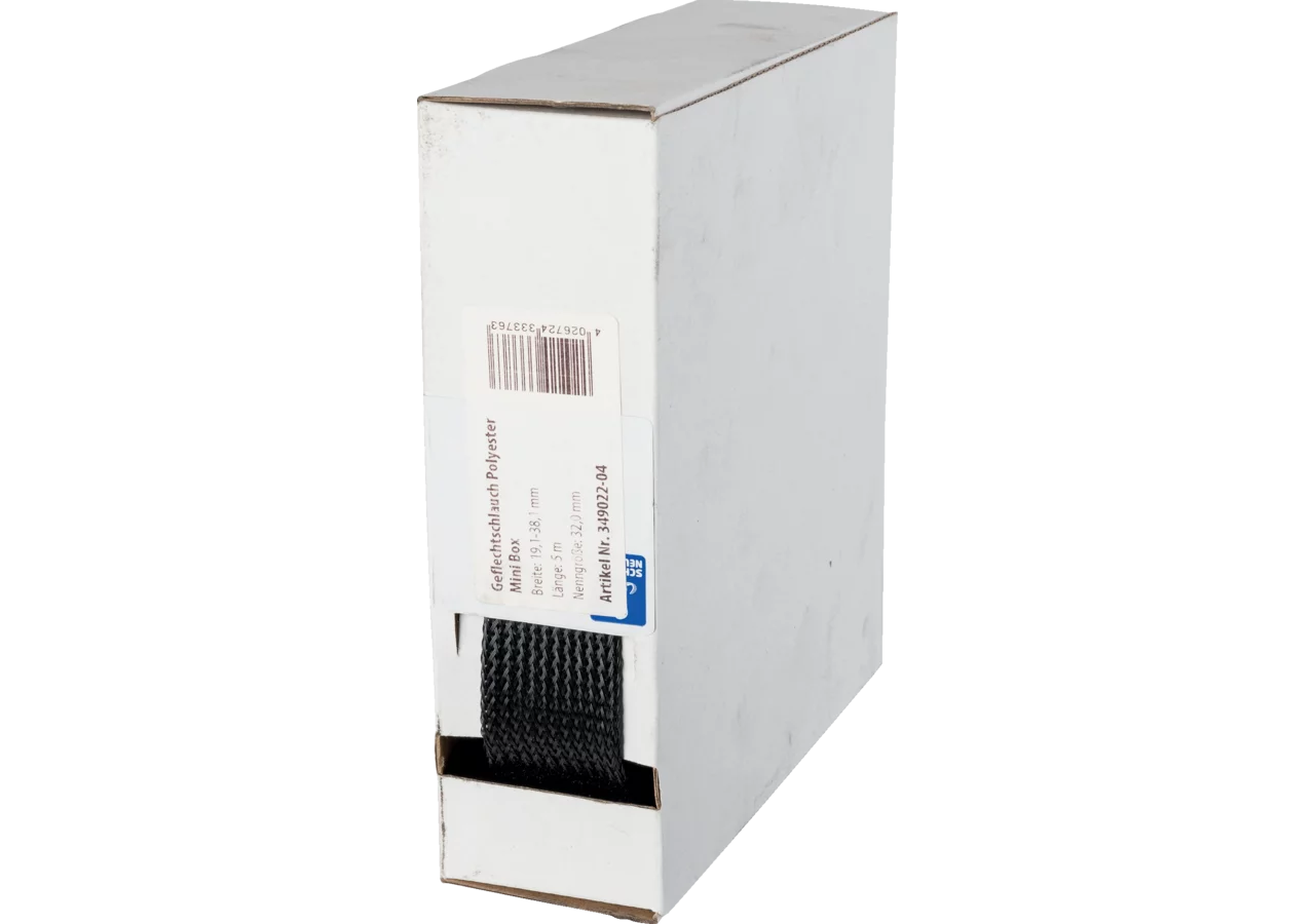 Geflechtschlauch Mini Box, Polyester, B= 19,1-38,1mm, L= 5m Nenngröße: 32mm GartenShop24 - Hochwertige Gartengeräte