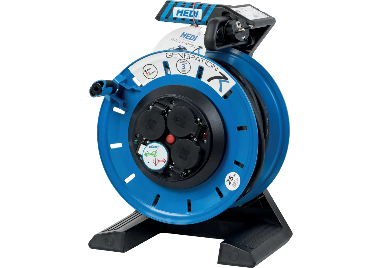 Kabeltrommel mit Schleifring, 25 m, 3G2,5 Generation 7, Champion Hedi