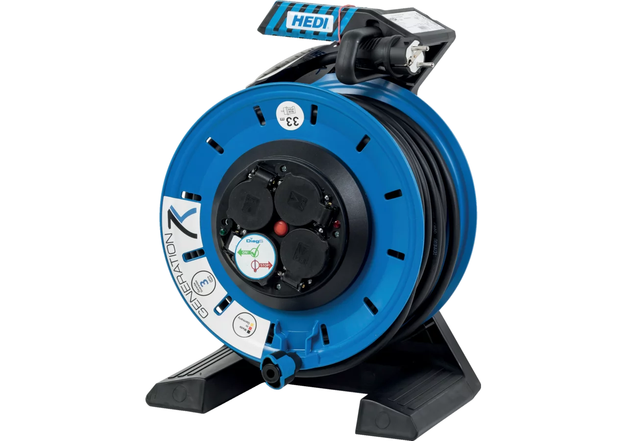 Kabeltrommel mit Schleifring, 33 m, 3G2,5 Generation 7, Champion Hedi