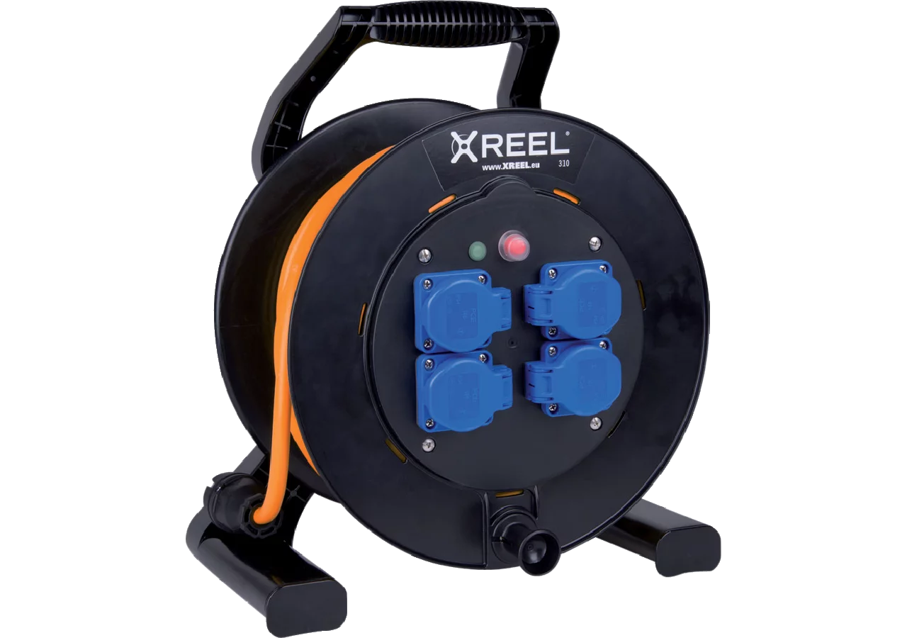 Kabeltrommel schwarz, mit 25 m Gummi Leitung, 3 x 2,5 mm², 250 V XREEL310 PCE