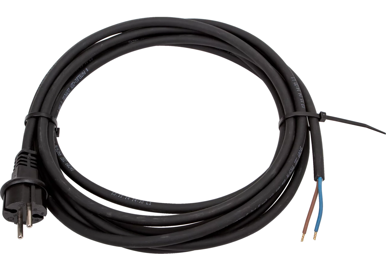 Anschlussleitung schwarz, mit Stecker, 5 m, 2 x 1,0 mm² Hedi