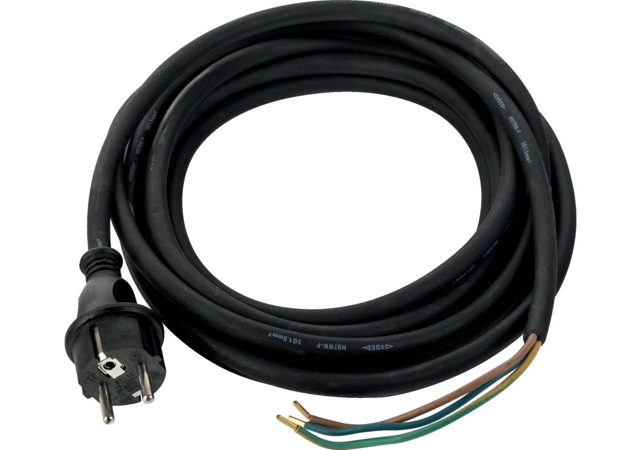 Anschlussleitung schwarz, mit Stecker, 5 m, 3 x 1,5 mm² Hedi