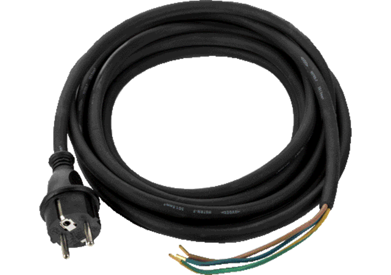 Anschlussleitung schwarz, mit Stecker, 5 m, 3 x 1,5 mm² Hedi