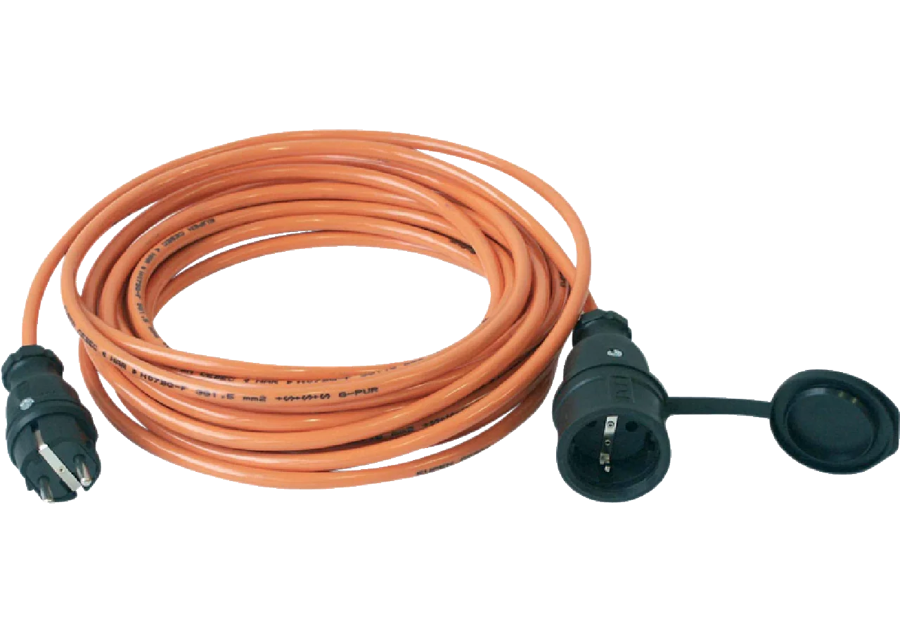 Verlängerungskabel orange, mit Stecker und Kupplung, 3 x 1,5 mm², L = 10 m PCE