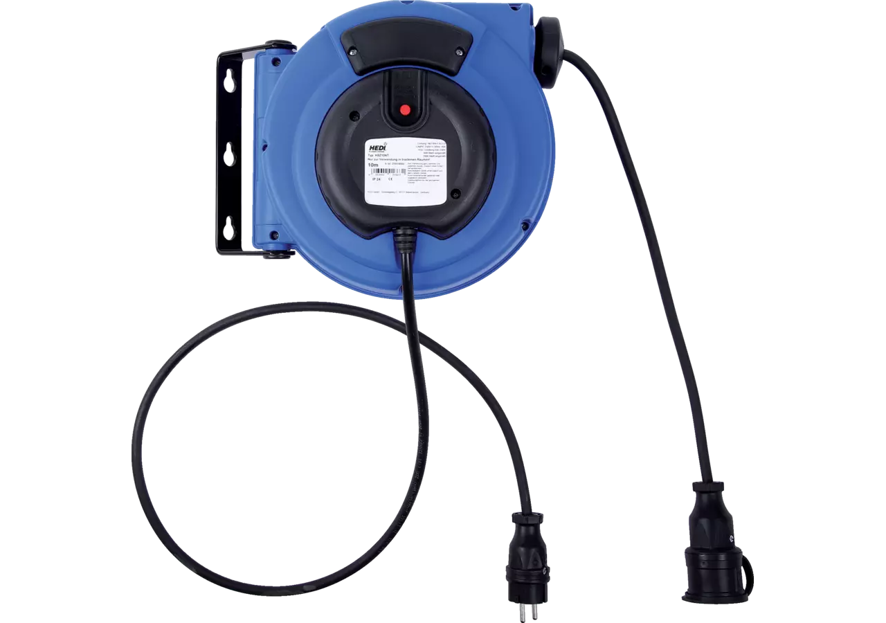 Kabelaufroller mit Federrückzug, 3 x 1,5 mm², 250 V, L = 10 m Hedi