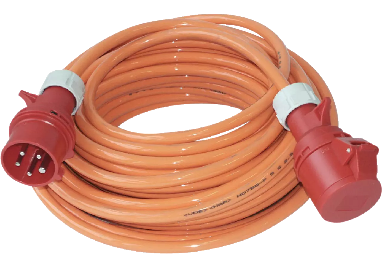 Verlängerungskabel orange, mit PW, 16 A, 5-polig, 400 V, L = 10 m PCE