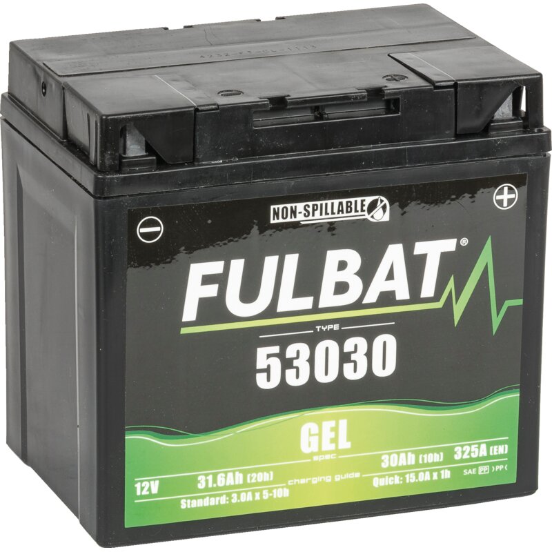 Fulbat Batterie 12V, 20h/31,6Ah, 10h/30Ah Gel 53030