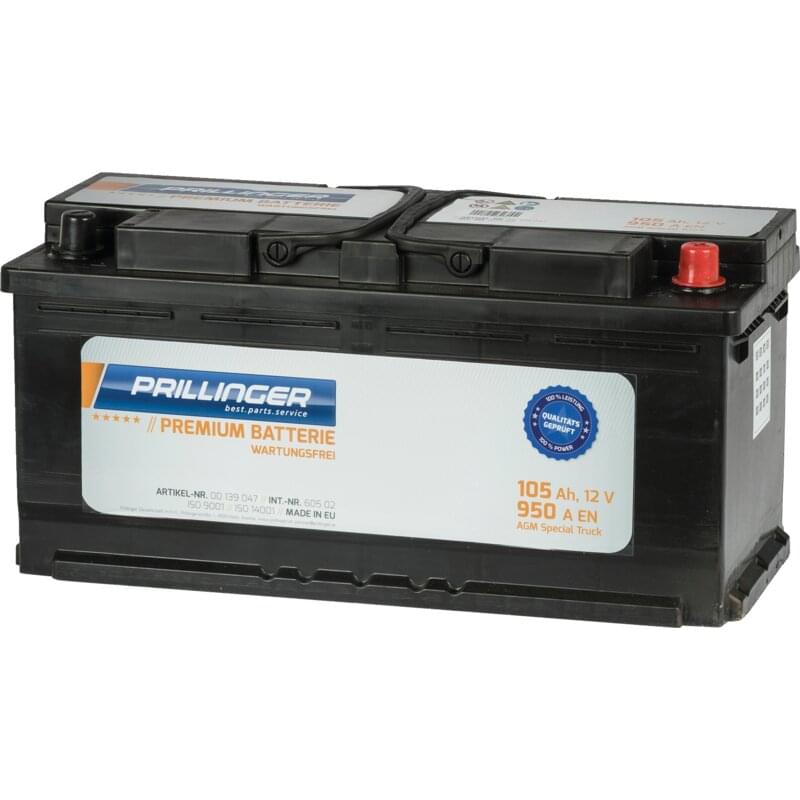 Prillinger Premium Batterie 12 V, 105 Ah, 950 A Premium AGM Start/Stop, 60502