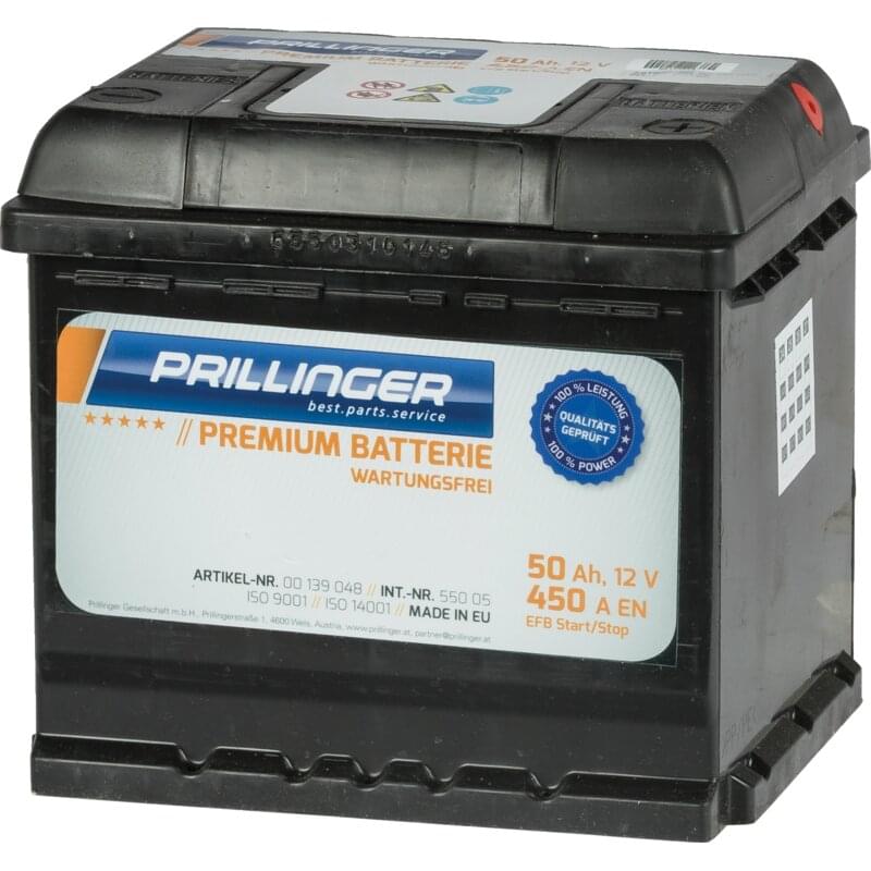 Prillinger Premium Batterie 12 V, 50 Ah, 450 A Premium EFB Start/Stop, 55005