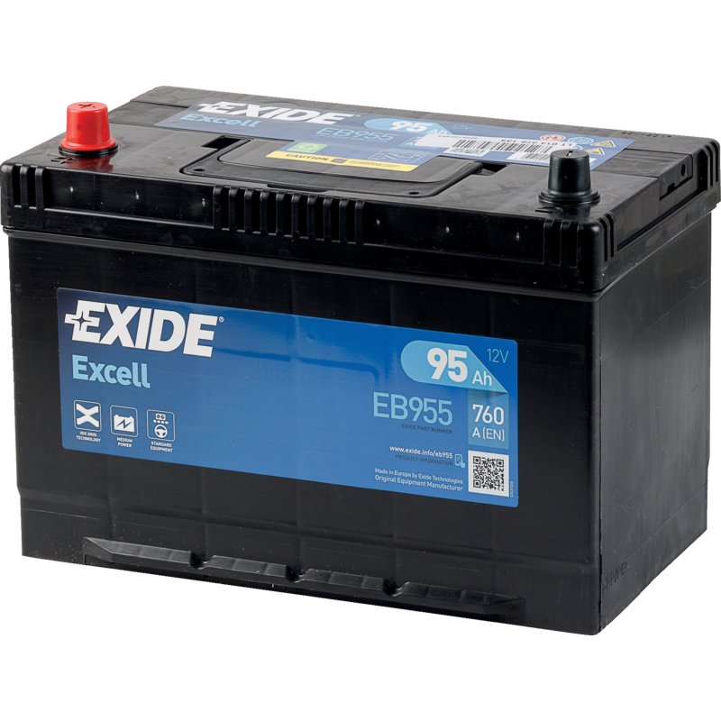 Exide Batterie 12 V, 95 Ah, 760 A, Exide Excell, EB 955, 59519