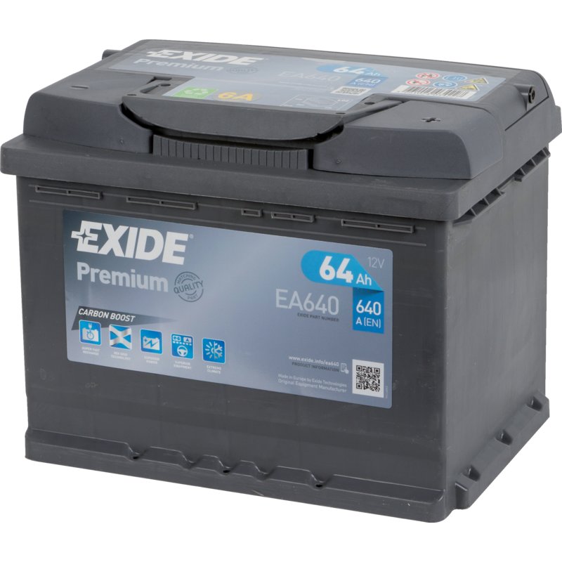 Exide Batterie 12 V, 64 Ah, 640 A, Exide Premium, EA 640, 56219