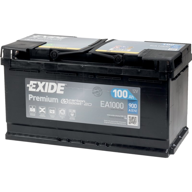Exide Batterie 12 V, 100 Ah, 900 A, Exide Premium, EA 1000, 60038