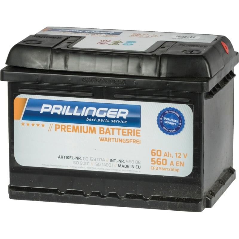 Prillinger Premium Batterie 12 V, 60 Ah, 560 A Premium EFB Start/Stop, 56008