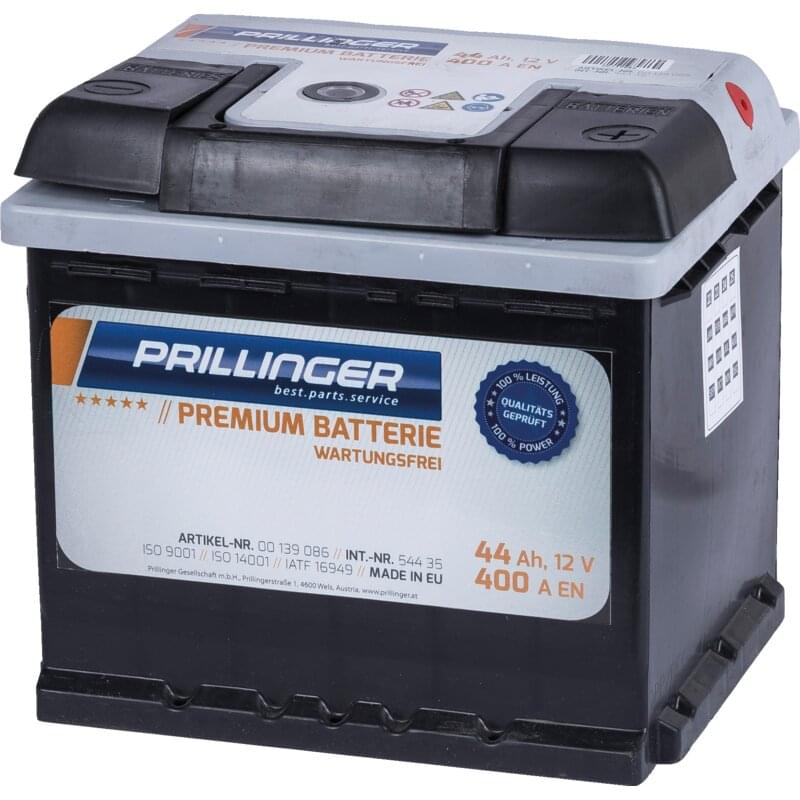 Prillinger Premium Batterie 12 V, 44 Ah, 400 A Premium, 54435 – Premium Eine Starterbatterien