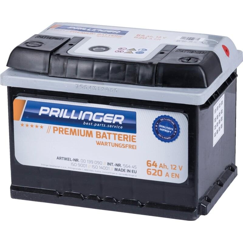 Prillinger Premium Batterie 12 V, 64Ah, 620 A Premium, 56445 – Premium Eine Starterbatterien