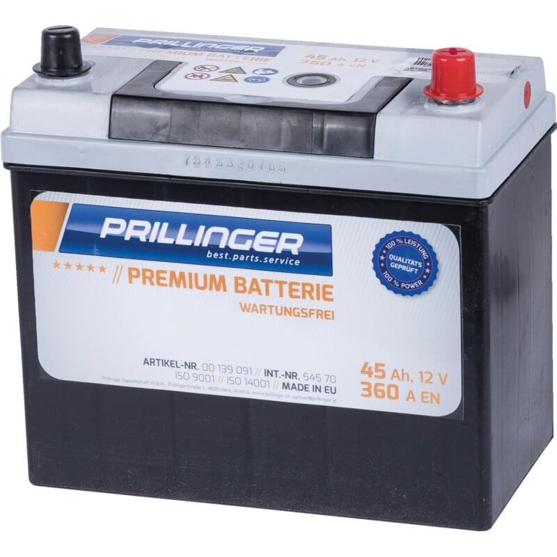 Prillinger Premium Batterie 12 V, 45 Ah, 360 A Premium, 54570 – Premium Eine Starterbatterien