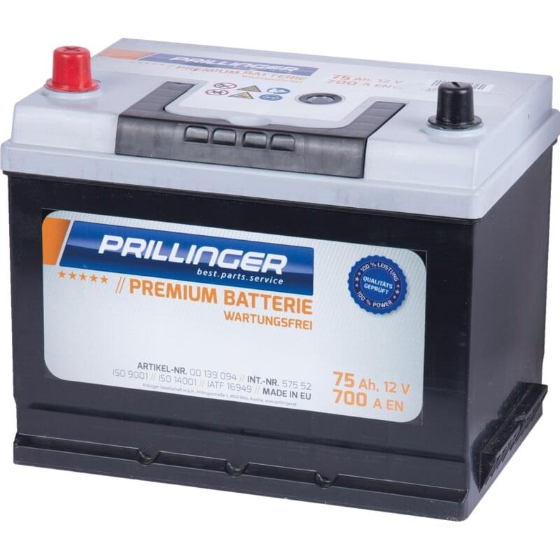 Prillinger Premium Batterie 12 V, 75 Ah, 700 A Premium, 57552 – Premium Eine Starterbatterien