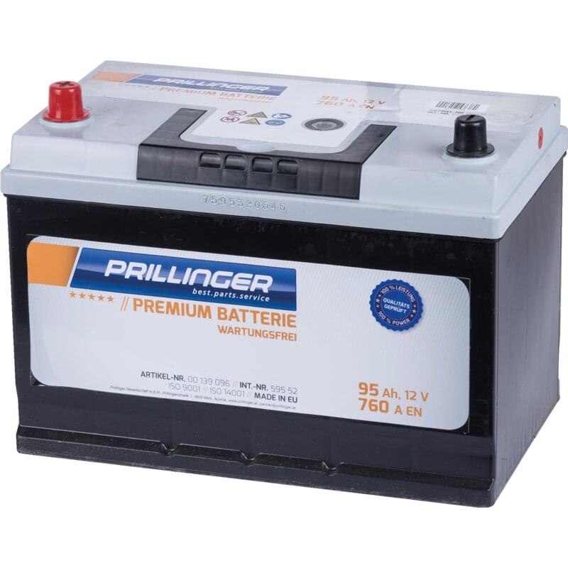 Prillinger Premium Batterie 12 V, 95 Ah, 760 A Premium, 59552 – Premium Eine Starterbatterien