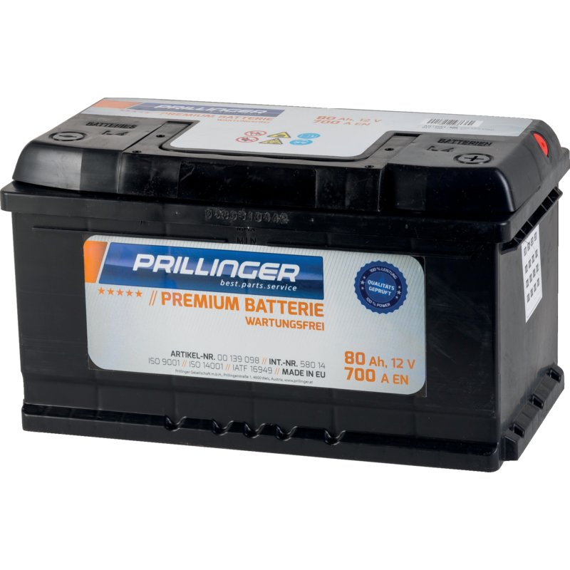 Prillinger Premium Batterie 12 V, 80 Ah, 700 A Premium, 58014
