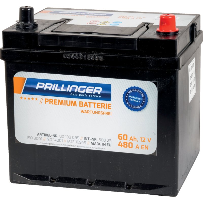 Prillinger Premium Batterie 12 V, 60 Ah, 480 A Premium, 56023
