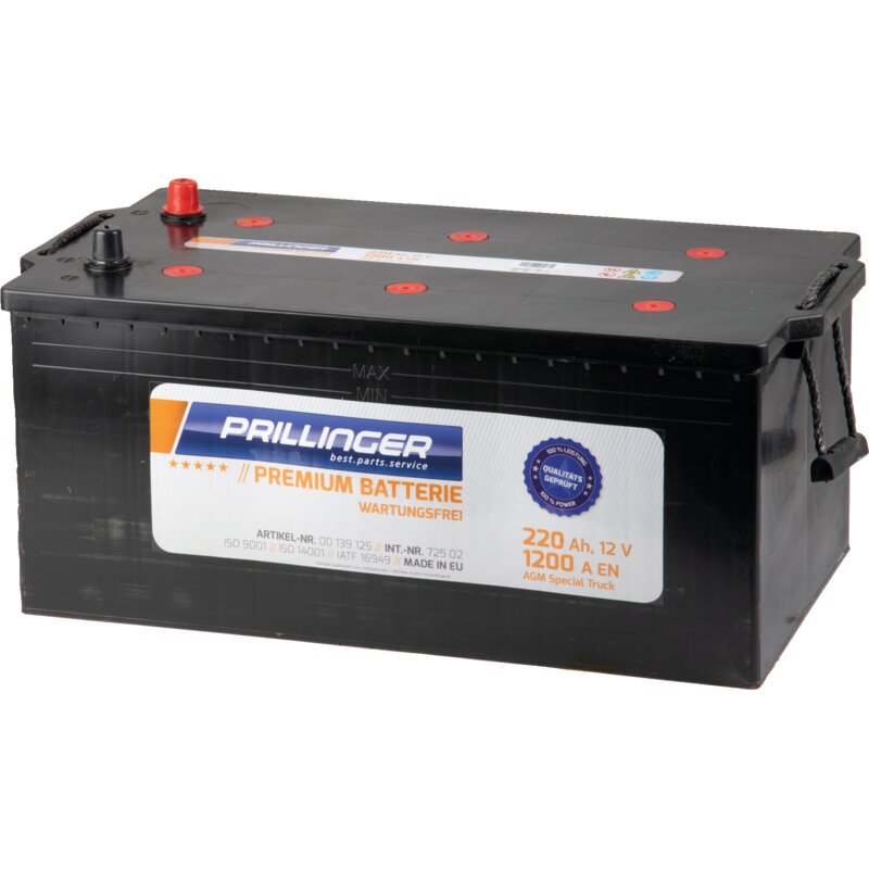 Prillinger Premium Batterie 12 V, 220 Ah, 1200 A Premium Special Truck AGM