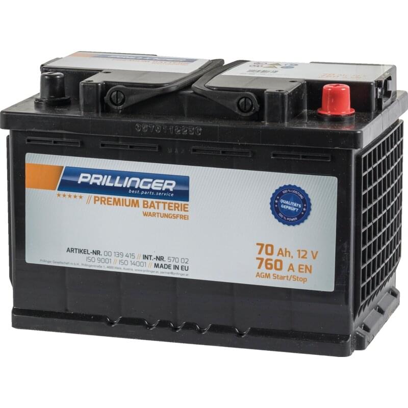 Prillinger Premium Batterie 12 V, 70 Ah, 760 A, Premium AGM Start/Stop, 57002