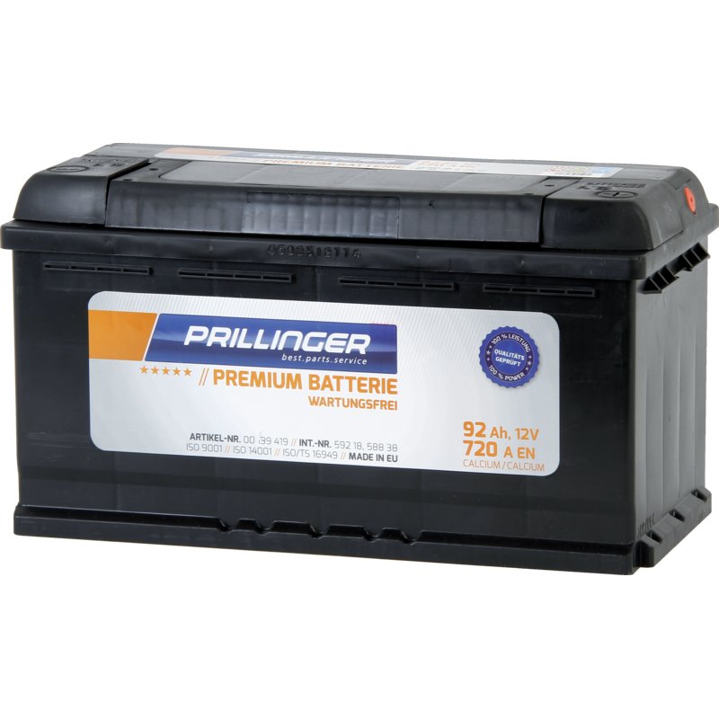 Prillinger Premium Batterie 12 V, 92 Ah, 720 A, Premium, 59218