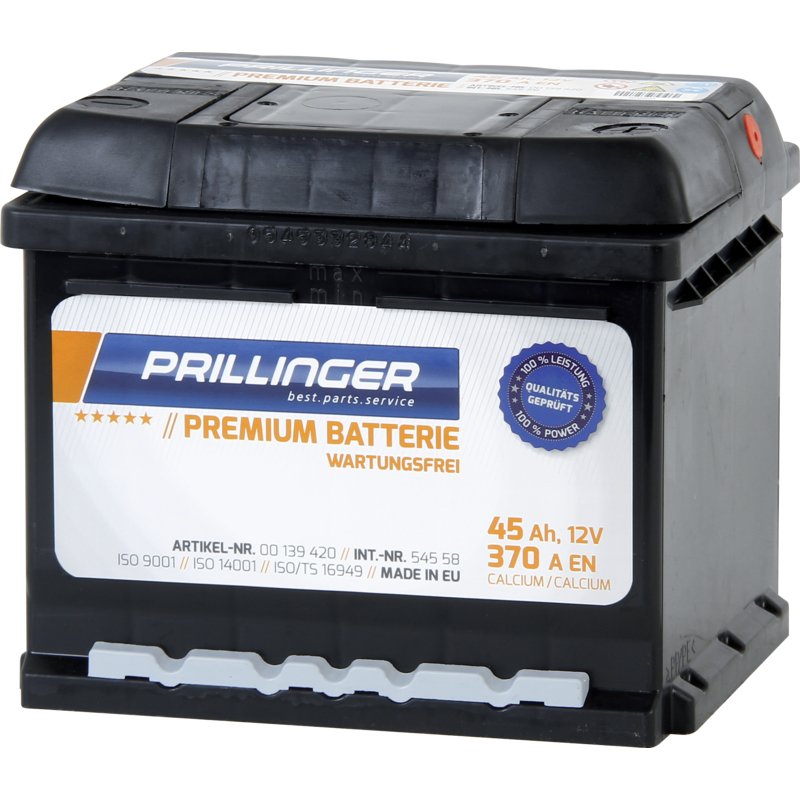 Prillinger Premium Batterie 12 V, 45 Ah, 370 A, Premium, 54558