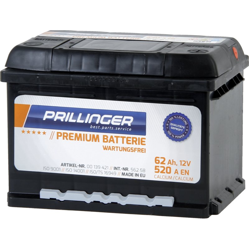 Prillinger Premium Batterie 12 V, 62 Ah, 520 A, Premium, 56258