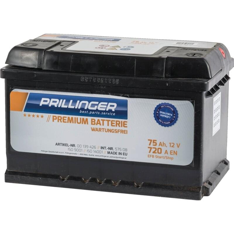 Prillinger Premium Batterie 12 V, 75 Ah, 720 A, Premium EFB Start/Stop, 57508