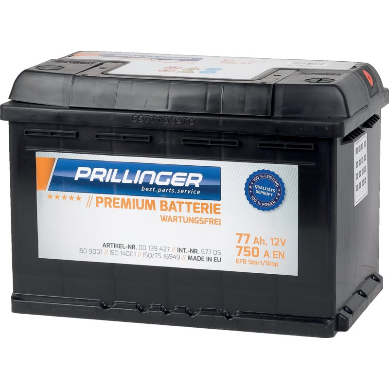 Prillinger Premium Batterie 12 V, 77 Ah, 750 A, Premium EFB Start/Stop, 57705