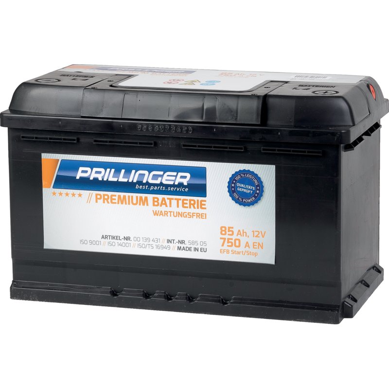 Prillinger Premium Batterie 12 V, 85 Ah, 750 A, Premium EFB Start/Stop, 58505