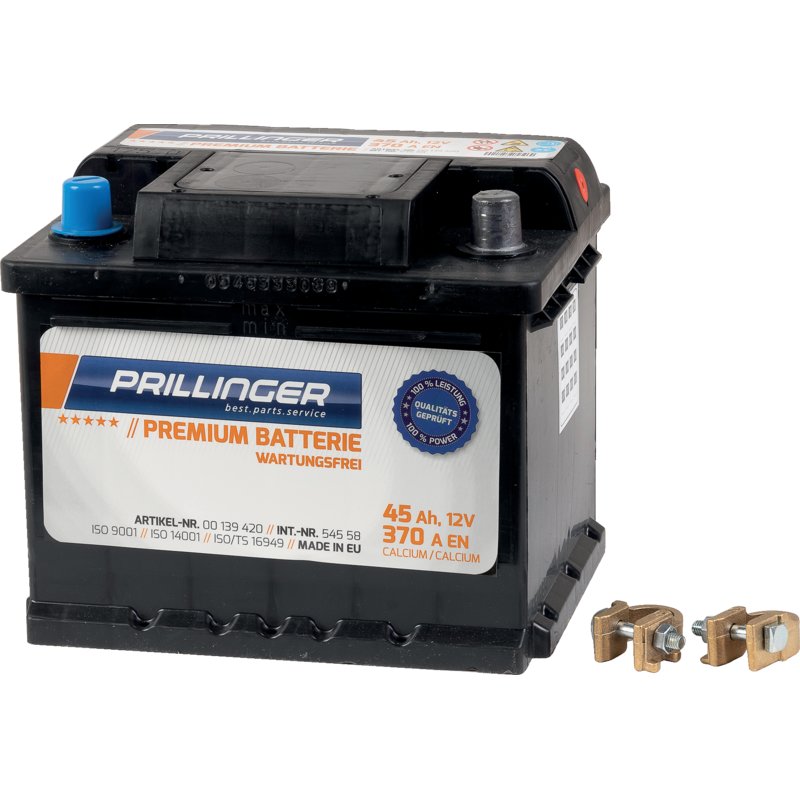 Prillinger Premium Batterie 12 V, 45 Ah, 370 A, Premium, 54317 – Starterbatterien für PKW