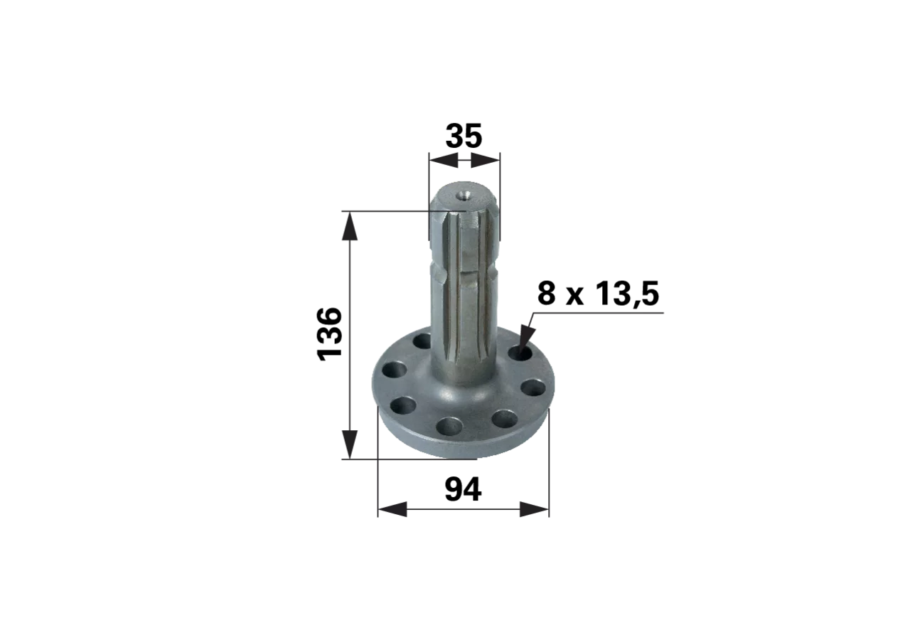 ZF Zapfwellenstummel 1 3/8 Zoll, 6 Zähne ZF
