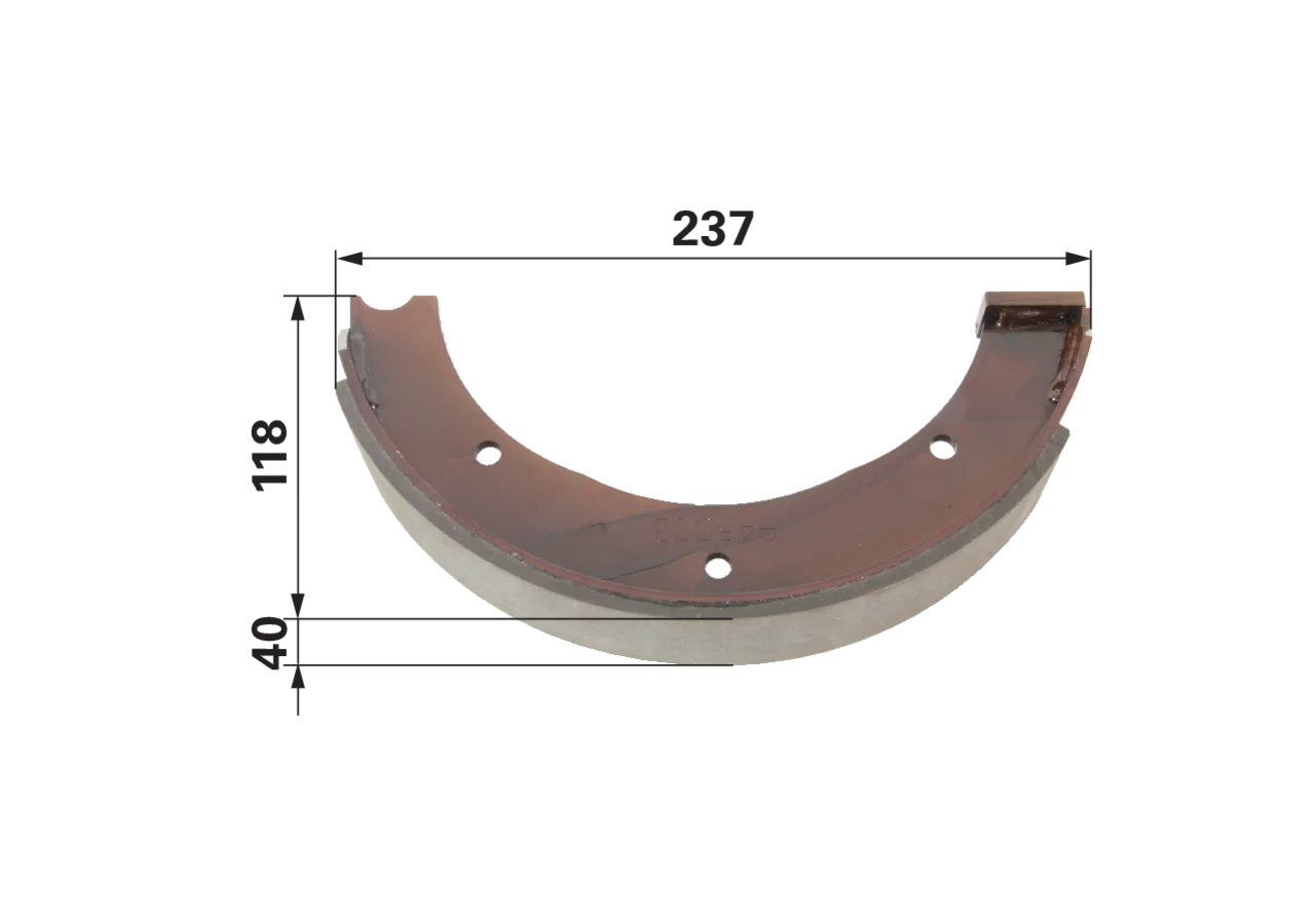 Bremsbacke für Handbremse 237 x 118 x 40 mm, passend zu Trommeldurchmesser 250, anstelle von Case IH 1964185C1 GartenShop24 - Hochwertige Gartengeräte