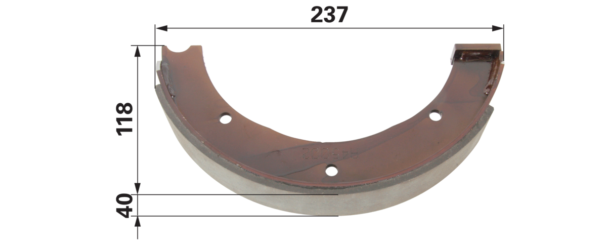 Bremsbacke für Handbremse 237 x 118 x 40 mm, passend zu Trommeldurchmesser 250, anstelle von Case IH 1964185C1 GartenShop24 - Hochwertige Gartengeräte