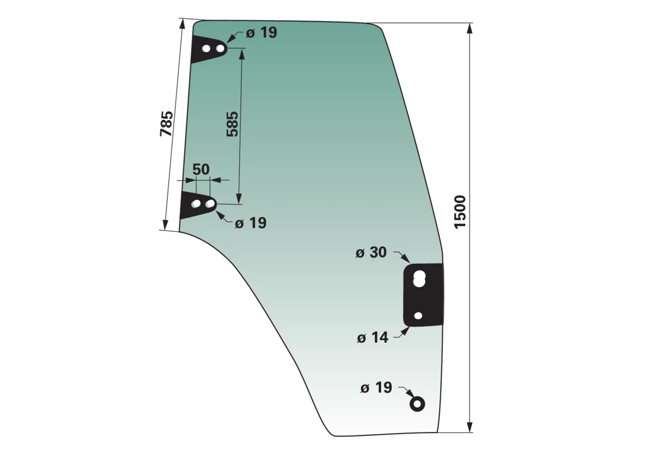 Türscheibe rechts, grün getönt, anstelle von CNH 82019225 – Gummiklemmprofil Meterware 5 Lfm. GartenShop24 - Hochwertige Gartengeräte