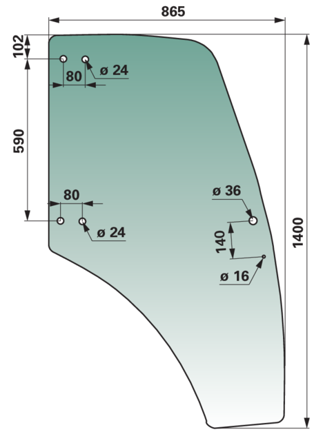 Türscheibe rechts, grün getönt, ab Baujahr 05/2001, anstelle von Lindner 3203412 GartenShop24 - Hochwertige Gartengeräte