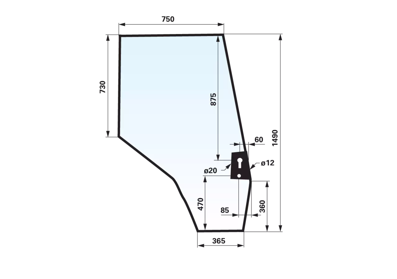 Türscheibe rechts, klar, Scheibe geklebt, anstelle von Massey Ferguson 3804658M1 GartenShop24 - Hochwertige Gartengeräte