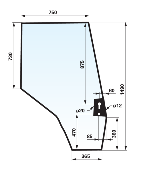 Türscheibe rechts, klar, Scheibe geklebt, anstelle von Massey Ferguson 3804658M1 GartenShop24 - Hochwertige Gartengeräte