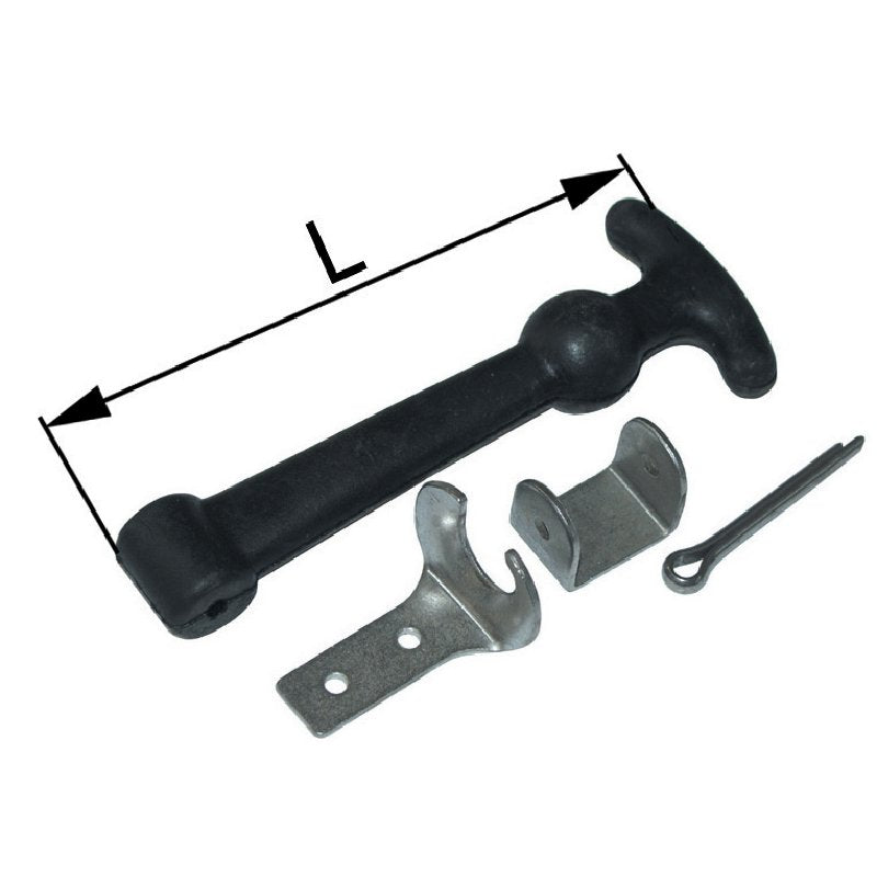 Haubenbefestigung komplett mit Halterung, Länge 150 mm – mit Halterung Länge = 150 mm