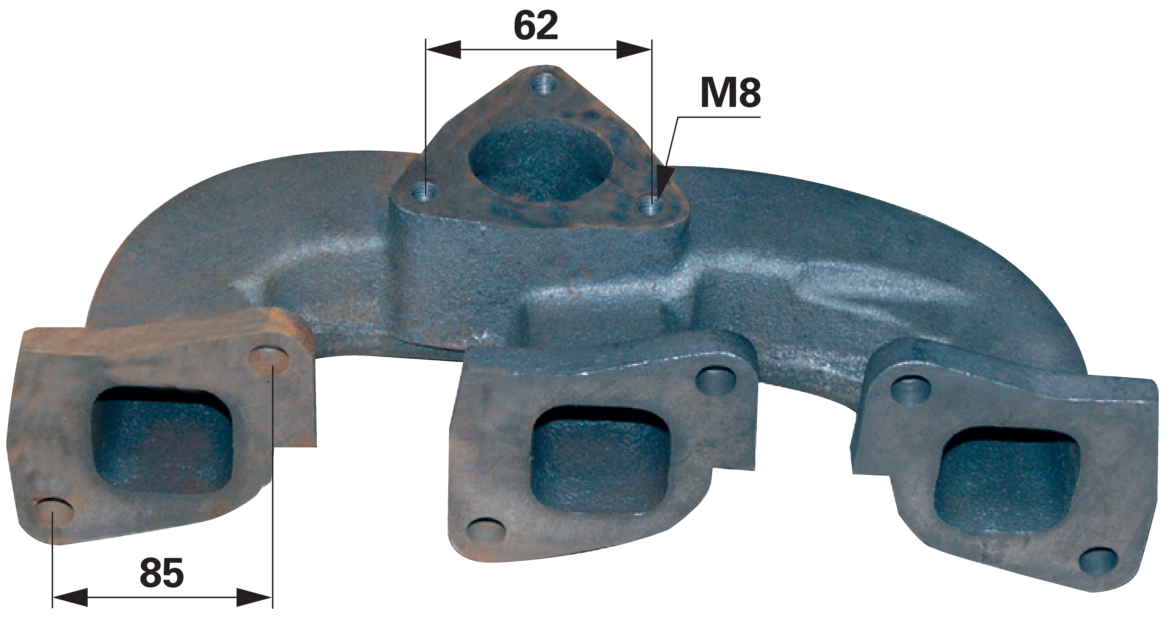 Auspuffkrümmer anstelle von Steyr 131185110002 für 3-Zylinder GartenShop24 - Hochwertige Gartengeräte