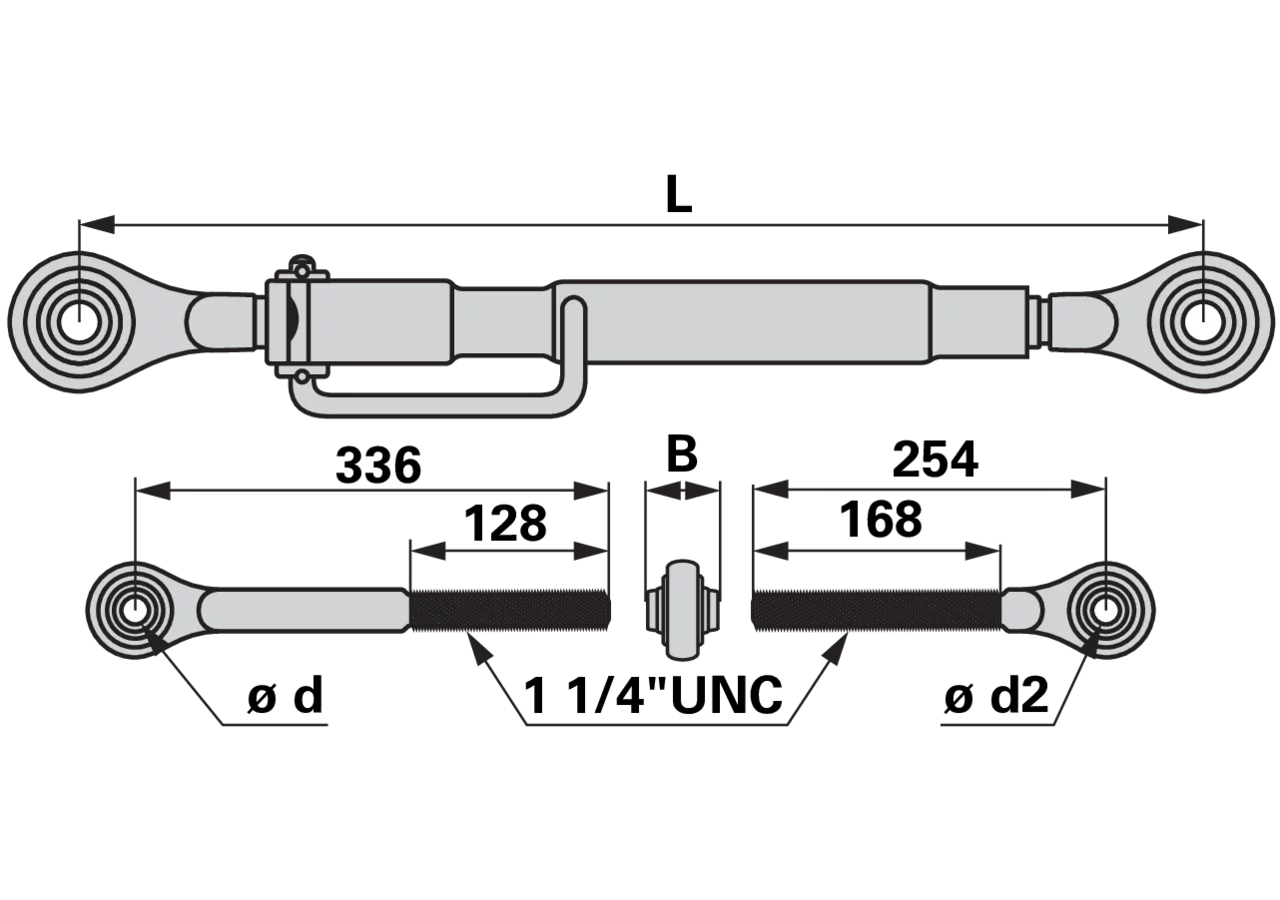 Oberlenker mechanisch, Kat. 2, 600-794 mm, 1 1/4 UNC passend zu Ford GartenShop24