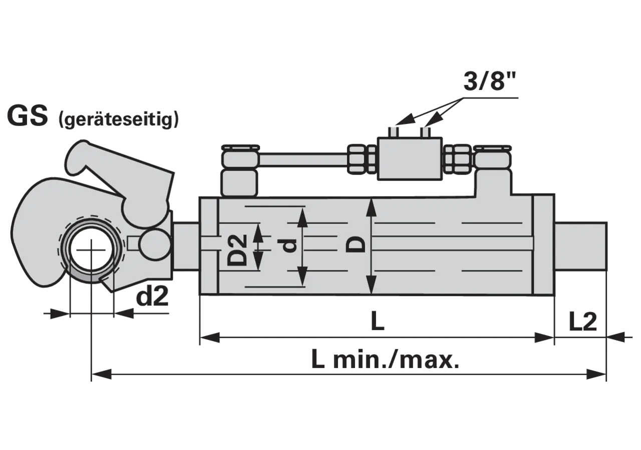 Oberlenker hydraulisch, Kat. 2, 505-708 mm, mit Haken und Gewinde Premium Prillinger Premium