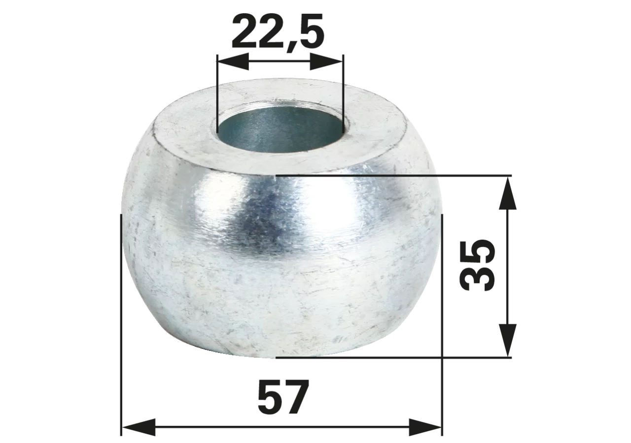 Unterlenkerkugel Kategorie 1, ID 22,5 mm, AD 57 mm passend für Ford GartenShop24 - Hochwertige Gartengeräte