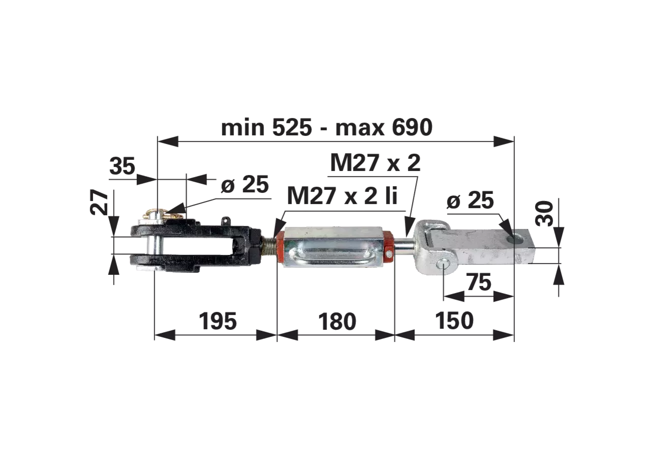 Hubstrebe 525-590 mm passend für Steyr 133700740205 GartenShop24 - Hochwertige Gartengeräte