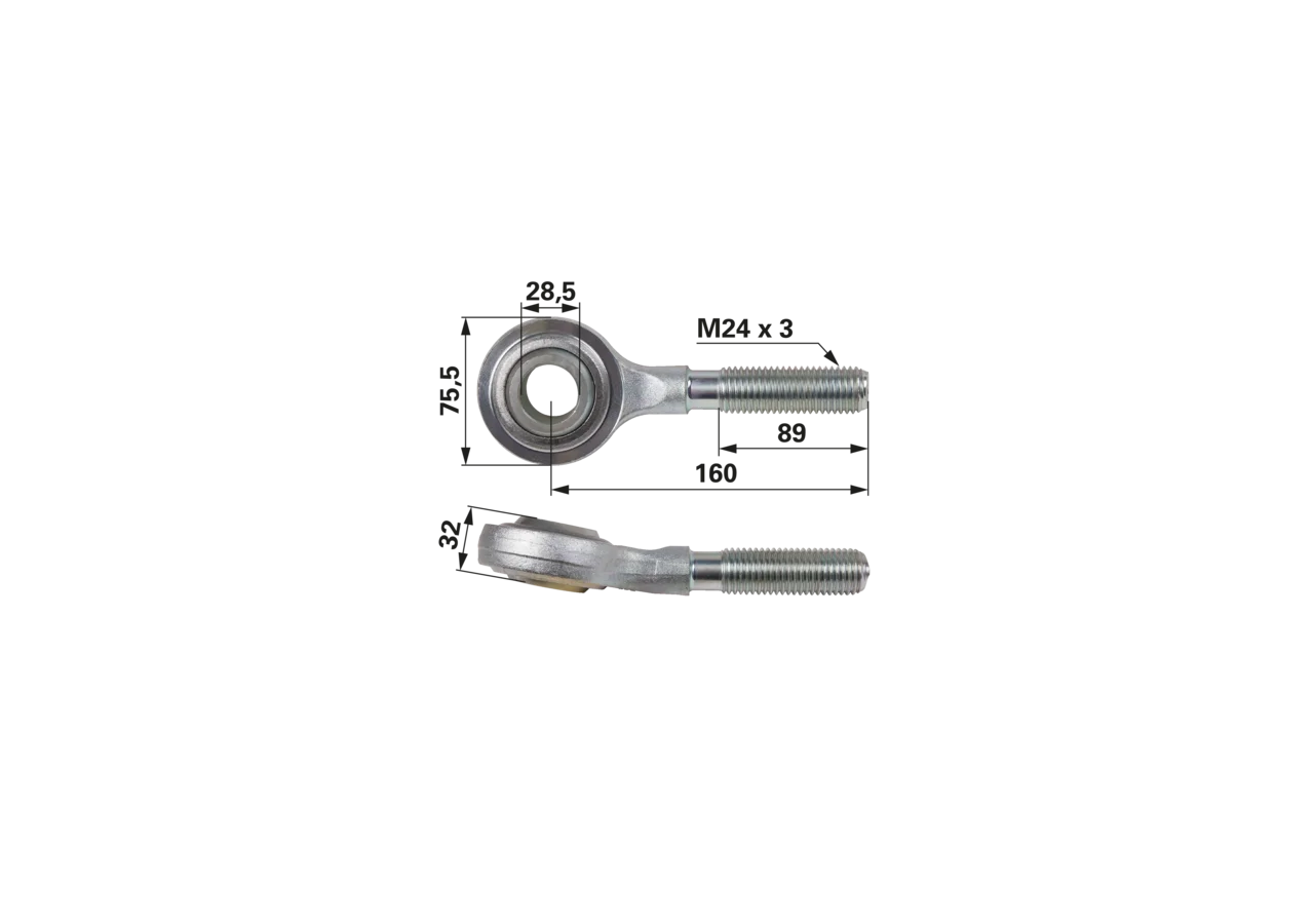 CBM Spindel gebogen M24 x 3 ID 28,5 mm CBM