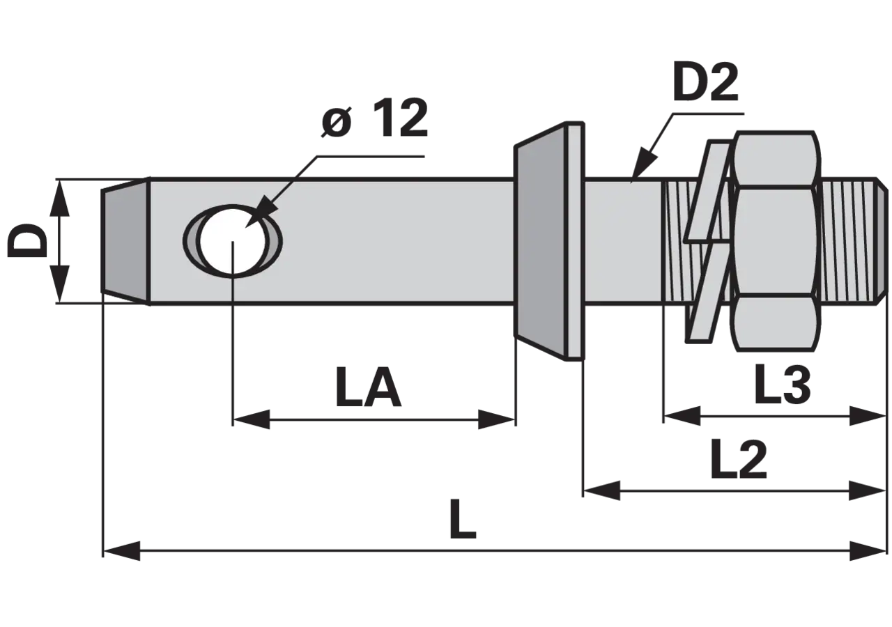 Unterlenkerbolzen M22 x 1,5, 28 mm GartenShop24 - Hochwertige Gartengeräte