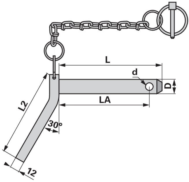 Standardbolzen mit Griff, Dm 28 mm, Länge 191 mm GartenShop24 - Hochwertige Gartengeräte