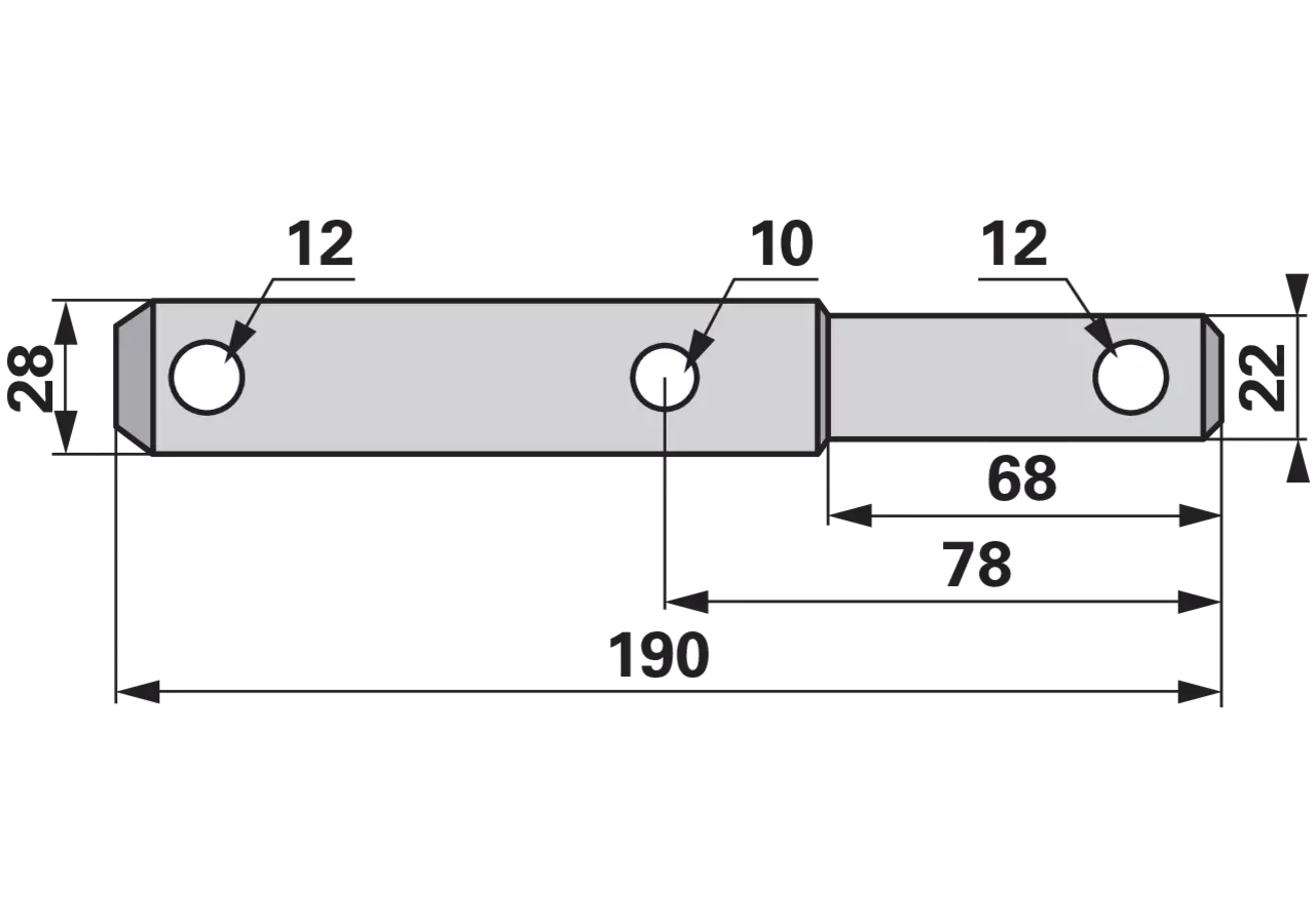 Unterlenkerbolzen Kat. 1/2, Länge 190 mm – passend zu FELDHERR Mini und Egge GartenShop24 - Hochwertige Gartengeräte